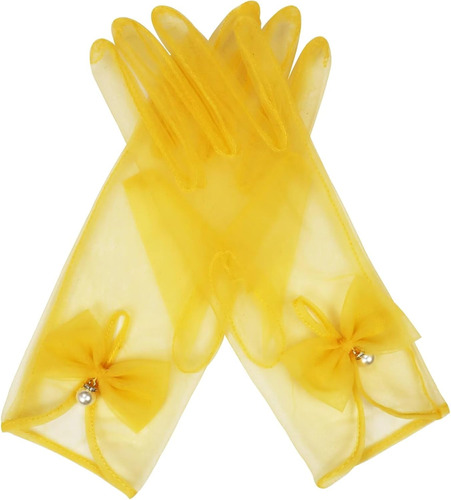 Guantes De Fiesta De Té Con Lazo Para Mujer, Guantes Transpa