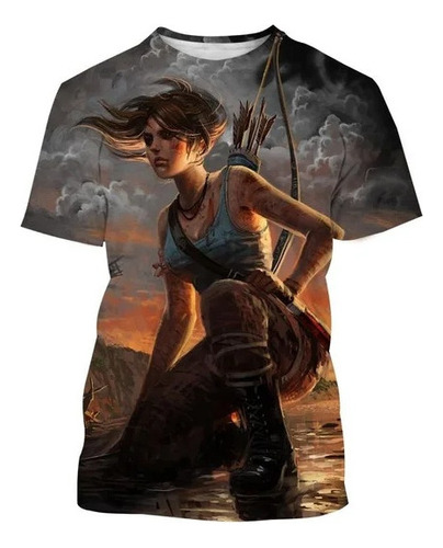 Q Camiseta Informal Estampada 3d Tomb Raider