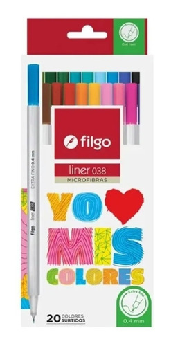 Microfibras Filgo Liner 038 X20 Colores Clásicos 0.4 Mm