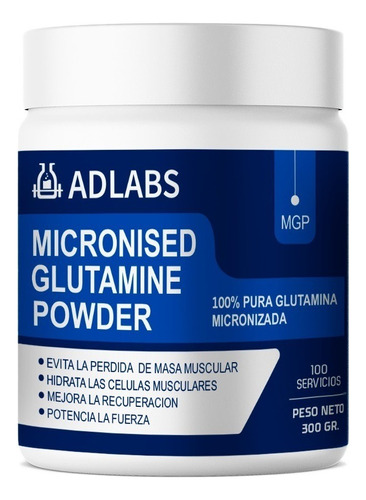 Glutamina Adlabs 300 Gr Mejora Recuperación Fisica