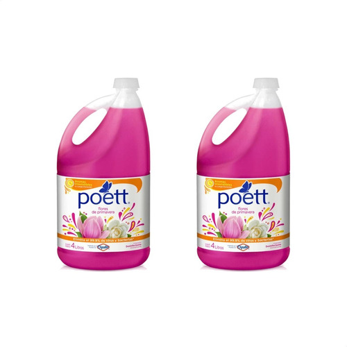 Limpiador De Pisos Poett Flores De Primavera X4lt Pack X2u