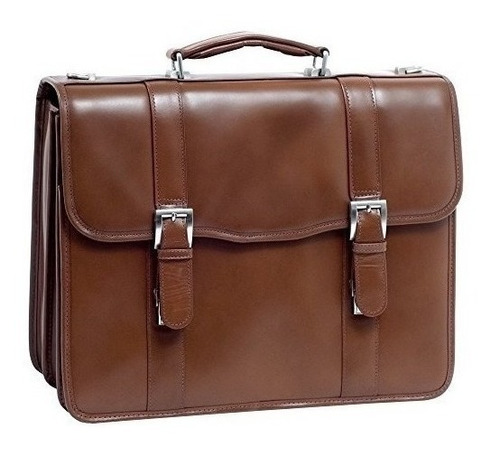 Double Compartment Laptop Case Leather Small Brown Flo