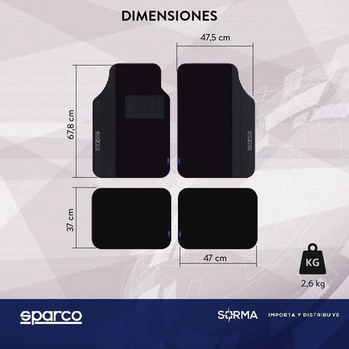 Imagen 5 de 10 de Cubre Alfombra Auto Sparco 4 Piezas Pvc Universal