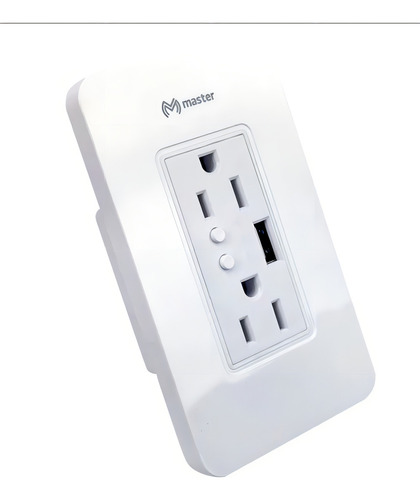 Contacto Inteligente Wifi Internet De Pared 2 Enchufes + Usb Color Blanco