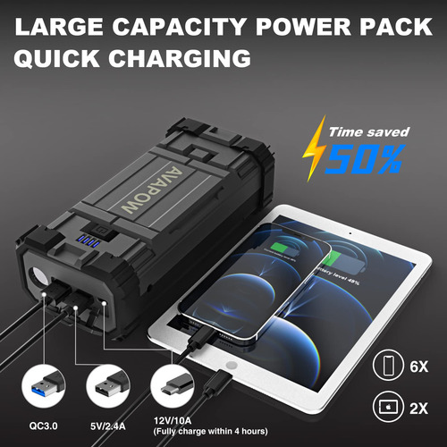 Arrancador De Batería Portátil Usb Dual 3.0 Para Automóvil