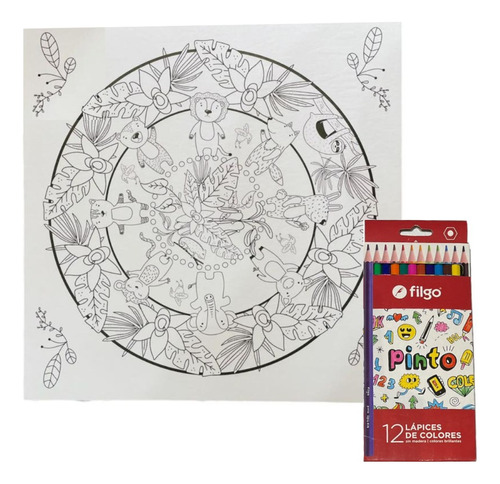 Kit Arte Mandala Diseño Infantil Para Colorear 12 Colores