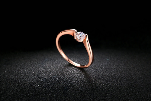 Anillo De Compromiso De Cobre, Con Piedra De Zirconia Cubica