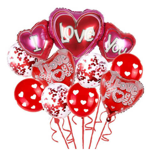 Kit De Globos De Aluminio Para El Día De San Valentín Red He