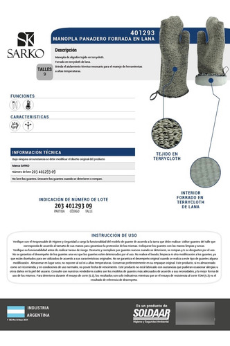6 Pares - Manopla Sarko Terrycloth Resistente Al Calor