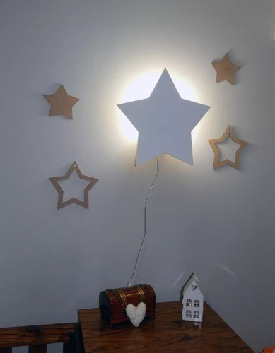 Lampara Infantil  Cuadro Estrella Habitación Luz De Noche