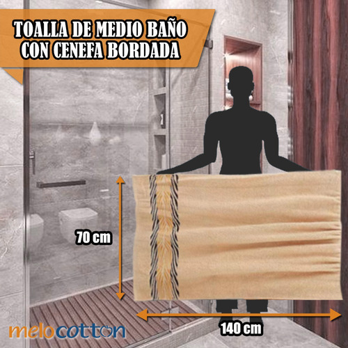 Toalla De Medio Baño 140x70cm Suave Y Absorbente- 400 Gramos Color Azul petróleo 7 Bordada