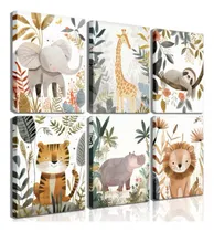 Comprar 6 Piezas Boho Animales De Bebé Arte De Pared Jungla Safari