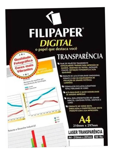 Transparência Laser Com Tarja Filipaper Pro 50 Folhas