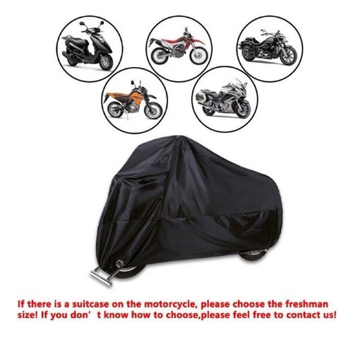 Nuevo Cubre Moto Negro Lluvia Impermeable 190t Poliéster