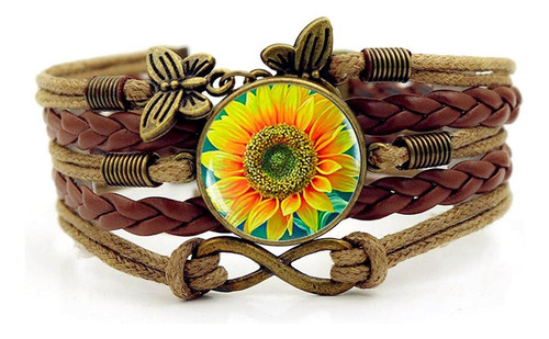 Nc Pulseras De Cuero De Girasol Hechas A Mano, Pulseras De S