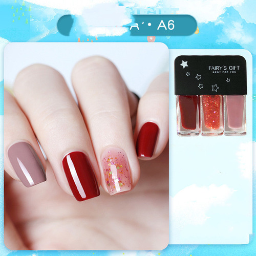 Set De Esmaltes De Uñas Tricolores Con Lentejuelas