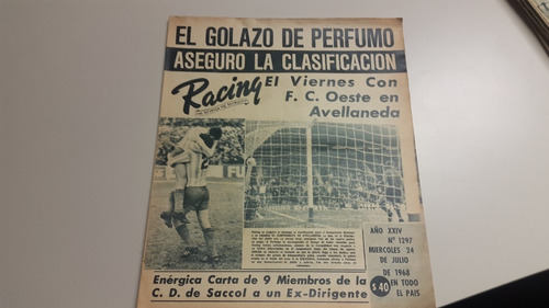 Revista Racing N° 1297 24/7/68 Racing Independiente
