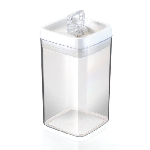 Pote Bolacha Hermético De 2,3 Litro Quadrado Acrílico Trava Cor Transparente
