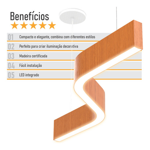 Lustre Madeira Grande Comprido Linear Z Slin 90cm - Snk 03