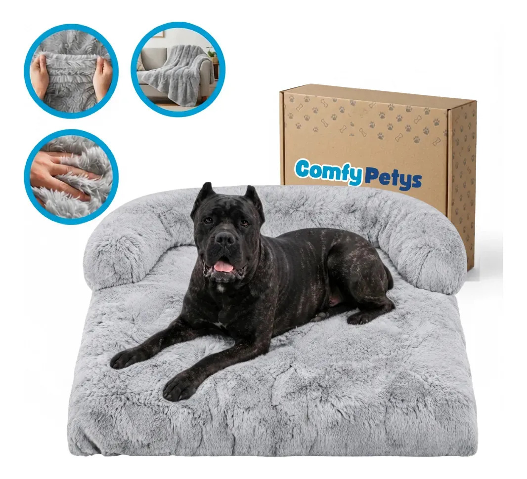 Cama Perro Cobertor Sofa Auto Comfypetys Comfyspread 100x90 Color Gris Oscuro Diseño Piel Sintetica