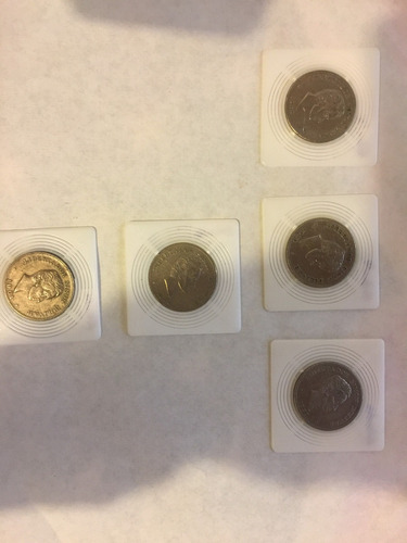 Lote De 5 Monedas De 50 Centavos Antiguas De Colombia