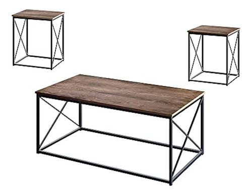 Azl1 Life Concept Modern Coffee Table, 3pc, Dark Oak3
