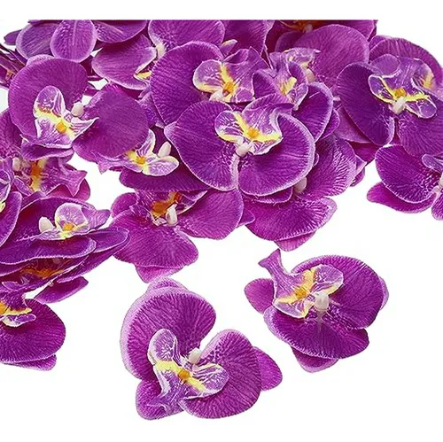 Cabezas De Orquídea Artificial, Set De 80, Púrpura Oscuro