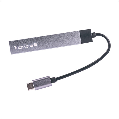 Hub Usb Tipo-c Con 1 Usb 3.0 Y 3 Usb 2.0 En Aluminio Plata Color Gris