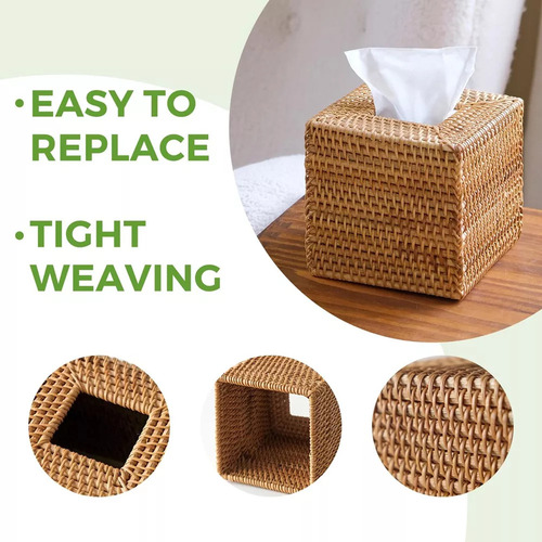 Funda Para Caja De Pañuelos De Ratán, Soporte De Ratán