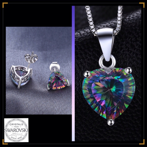 Exclusivo Set Corazon Swarosvki Elements Plata 925