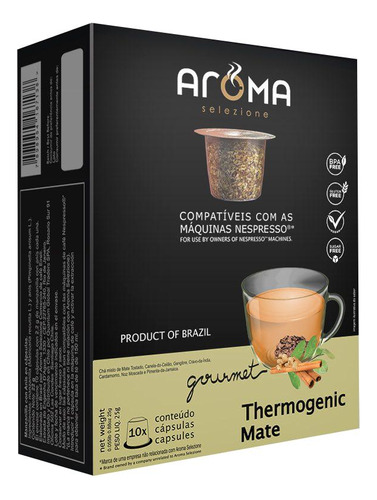 10 Cápsulas Para Nespresso Chá Thermogenic Mate - Aroma