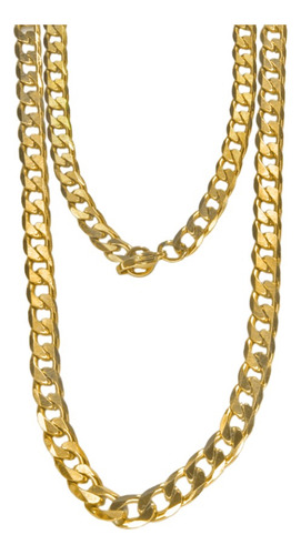 Cadena Color Oro Eslabon Cubana Acero Inoxidable Unisex