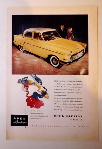 Publicidad Gráfica A Color De Opel Kapitan Dm9 350 A.w./ 56'