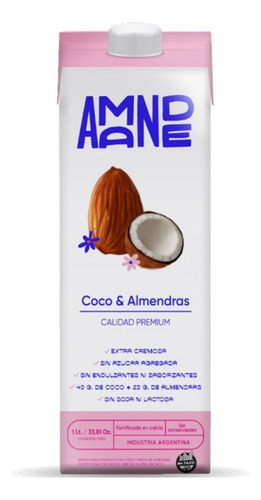 Leche Vegetal De Almendras Y Coco Sin Tacc Amande 1lt X 4 U