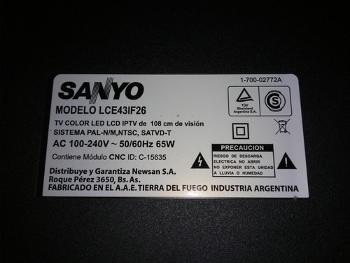 Tira Led Sanyo Lce43if26