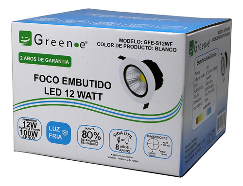 Foco Led Embutido 12w Redondo Luz Fria Luz Frio