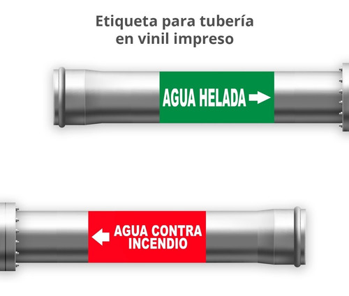 Imagen 1 de 6 de Señalamiento Etiquetas Adhesivas Identificación De Tuberías