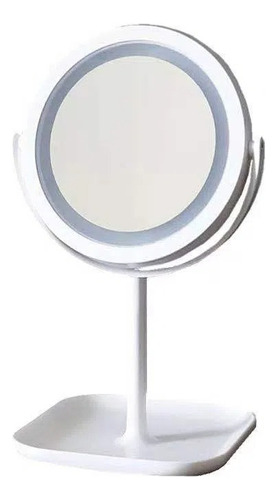 Espelho Dupla Face Maquiagem Luminoso Led Touch Recarregável Cor Da Moldura Branco