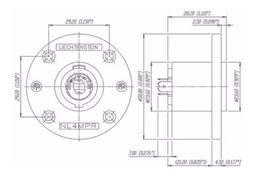 Neutrik Nl4mpr Conector Ficha Speakon A Chasis 4 Contactos