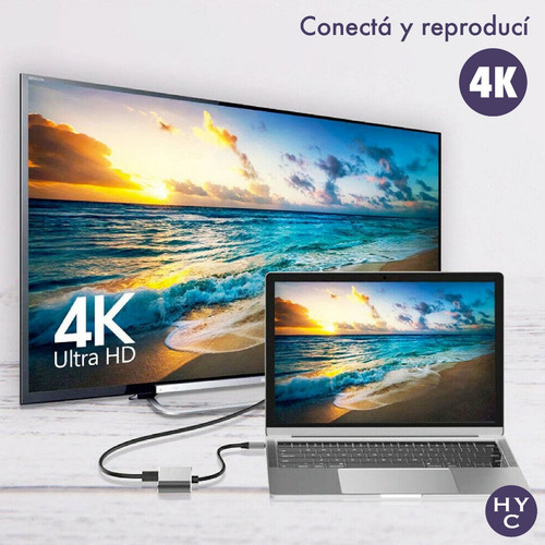 Imagen 7 de 9 de Usb C - 2 En 1 Salida Video: Hdmi + Vga Full Hd Dual 4k 2k