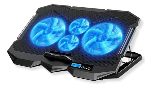 Base Suporte Notebook Até 19 4 Cooler Fan 2 Usb Led Azul Cor Preto