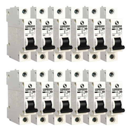 Caixa 12 Disjuntor Monofásico Din 40a Soprano Curva C