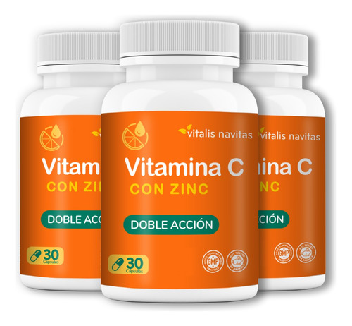 Plan 90 Días De Vitamina C + Zinc X 90 Cápsulas Premium 