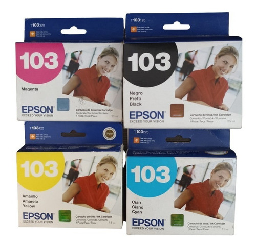 Kit De Tinta Epson Neg, Cian, Amari, Magenta 103 Caja Dañad 