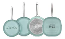 Comprar Jade Cook - 2 Sarténes 24cm, 1 Sartén 20 Cm Y 1 Sartén Grill Color Jade Chef x4