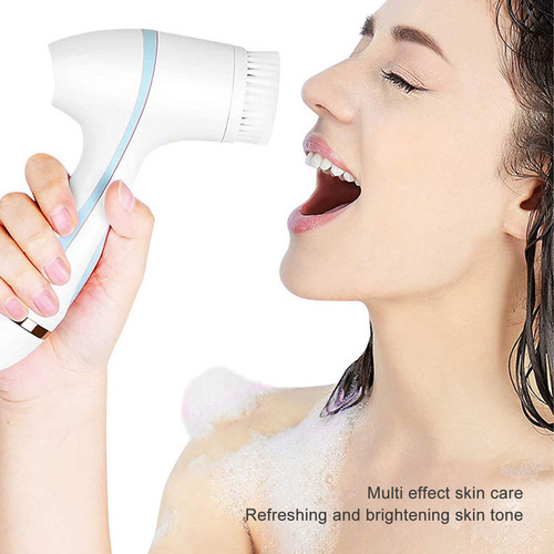Cepillo Limpieza Facial Celeste Masajeador Silicona 3 En 1