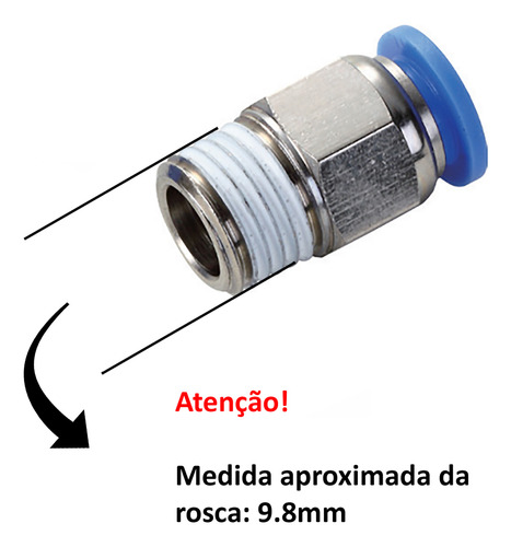10 Conexão Pneumática Engate Rápido Reta Macho 1/8 Npt X 8mm