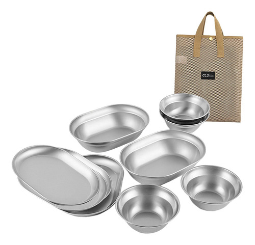 Juego De Platos Y Tazones De Acero Inoxidable, Utensilios