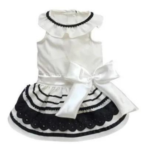 Vestido Para Perrita Doggy Dolly Blanco Con Negro (talla M)