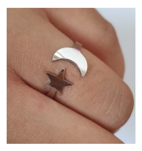 Imagen 5 de 8 de Anillos Ajustable Mujer Corazones Luna Gato Flor Acero Plata